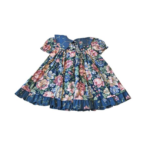 Vintage‎ 90s Jo Lene Toddler Girl's sz 3T Bib Collar Pleated Floral Dress - Picture 5 of 5